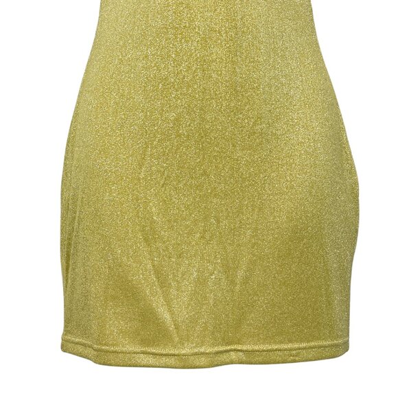 Beginning Boutique Gold Metallic Halter Mini Dress Size 10 Keyhole Party Club - Picture 3 of 9